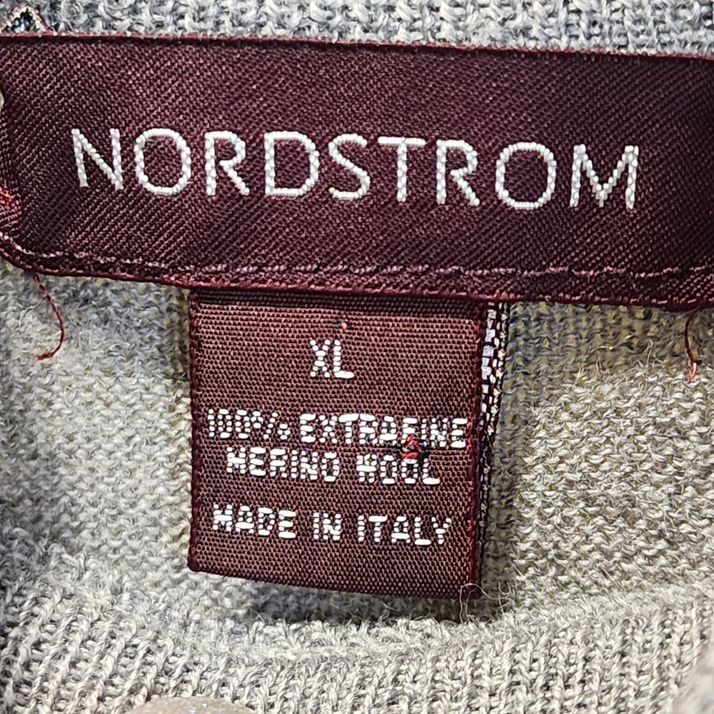 Nordstrom  100% Extrafine Merino Wool Gray Turtleneck Sweater Size XL - Picture 2 of 11